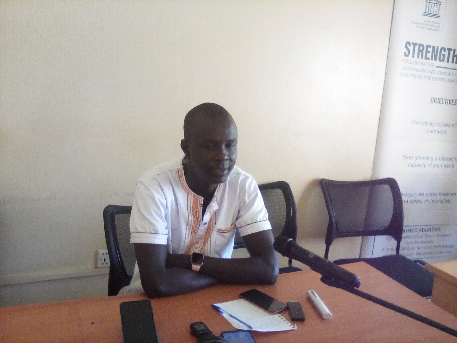Alfred Droti, the Senior Psychiatric Clinical Officer Mental Health Unit Department during an Interview. Photo by Wilfred Okot