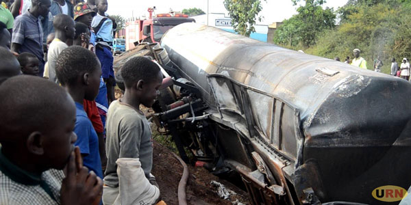 Overturned Tanker Sparks Blaze on Lira Soroti Route