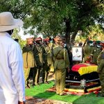 President Yoweri Kaguta Museveni at the state reburial of Brig Okoya and his wife Anna Akello Okoya in Gulu