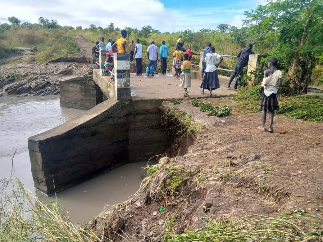 Watlac bridge as seen from near after it was washed by the heavy downpour in Ajan sub county, Pader district Photo Viga