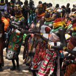 Turkana girls present a peace song during the cross border peace meeting in Namorupus in Loima Sub county Turkana County (photo by Steven Ariong)