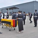 Anita Annet Among, Speaker of Parliament at Entebbe International Airport while receiving the body of the late Cecilia Atim Ogwal.