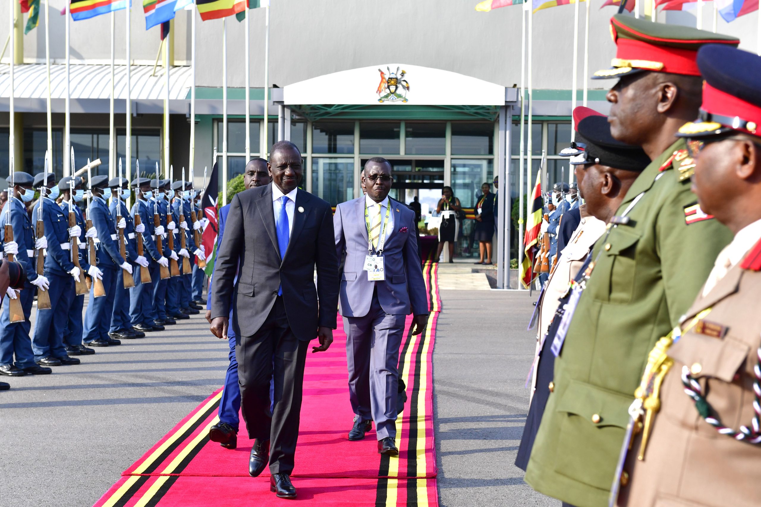 Kenya's President William Ruto departs Entebbe airport after attending the NAM Summit on Friday. PPU Photo