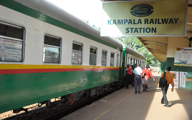 Passengers boarding the train at Kampala station