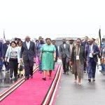 Vice President of the of Cuba H.E. Salvador Valdes Mesa being received by the Minister of Presidency Babirye Babalanda 6