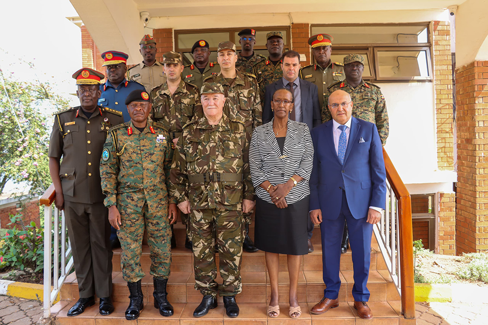 Rosette Byengoma, the Permanent Secretary of the Ministry of Defence and Veteran Affairs and Algeria delegation at Mbuya in Kampala. Courtesy photos