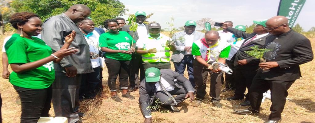 Soroti RDC Salim Komakech planting a tree during World Wetlands Day celebrations in Gweri Sub county Soroti RDC Salim Komakech planting a tree during World Wetlands Day celebrations in Gweri Sub county
