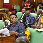 The Chairperson Committee on Agriculture, Hon. Janet Okori-Moe, presenting one of the committee reports to Parliament on Friday 19 April 2024