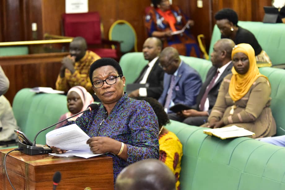 The Chairperson Committee on Agriculture, Hon. Janet Okori-Moe, presenting one of the committee reports to Parliament on Friday 19 April 2024