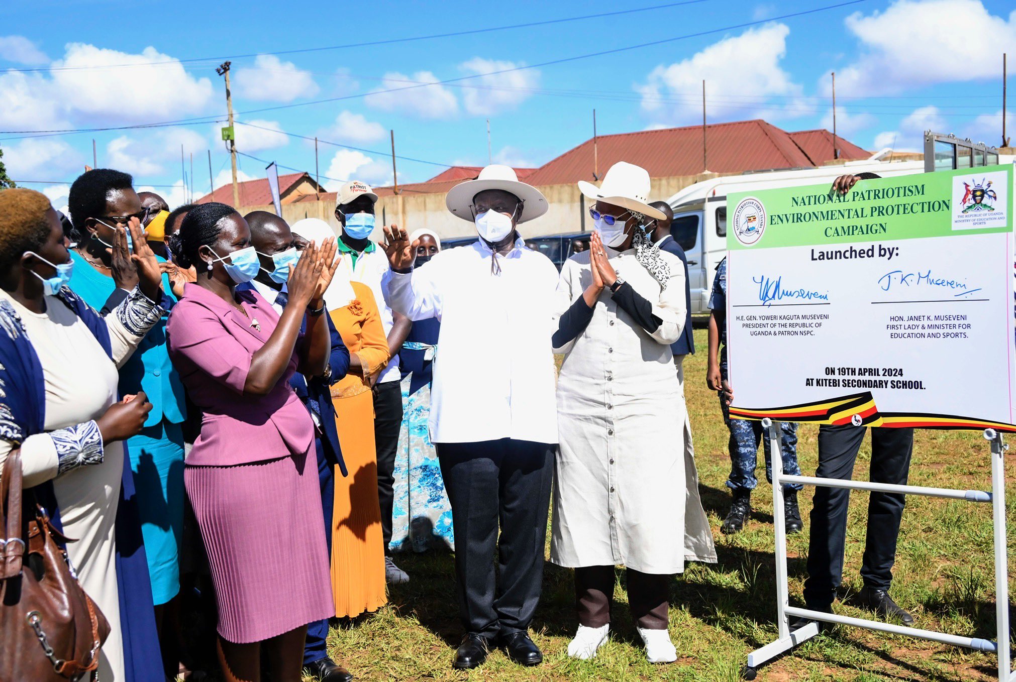 Yoweri K Museveni, along with First Lady Janet, inaugurated the National Patriotism Environmental Protection campaign at Kitebi Secondary School in Rubaga Division, Kampala.