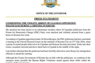 Kisumu Governor Blasts Uganda Over Inhumane Treatment of FDC Activists