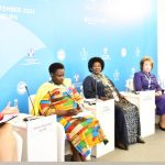 Vice-President Jessica Alupo (2nd left) with other delegates at the 4th Eurasian Women Forum in Saint Petersburg, Russia.