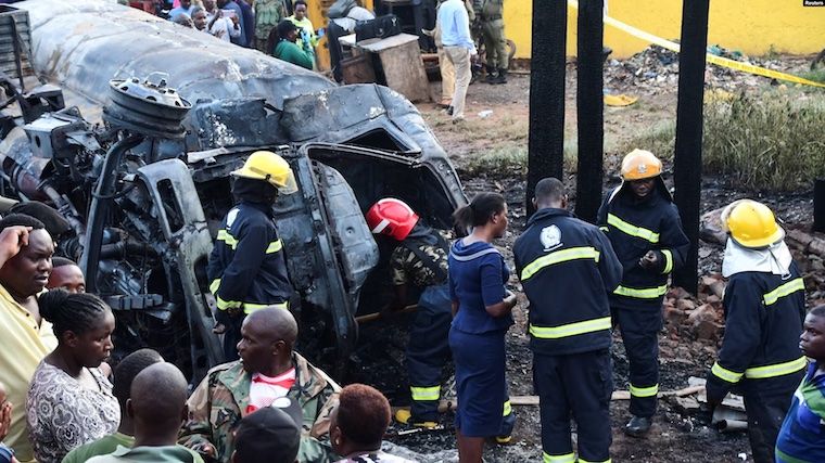 Uganda's Police Director urges the public to avoid crash scenes involving oil tankers after a recent incident in Kigogwa resulted in the deaths of 11 people, highlighting the dangers of siphoning fuel from overturned vehicles.