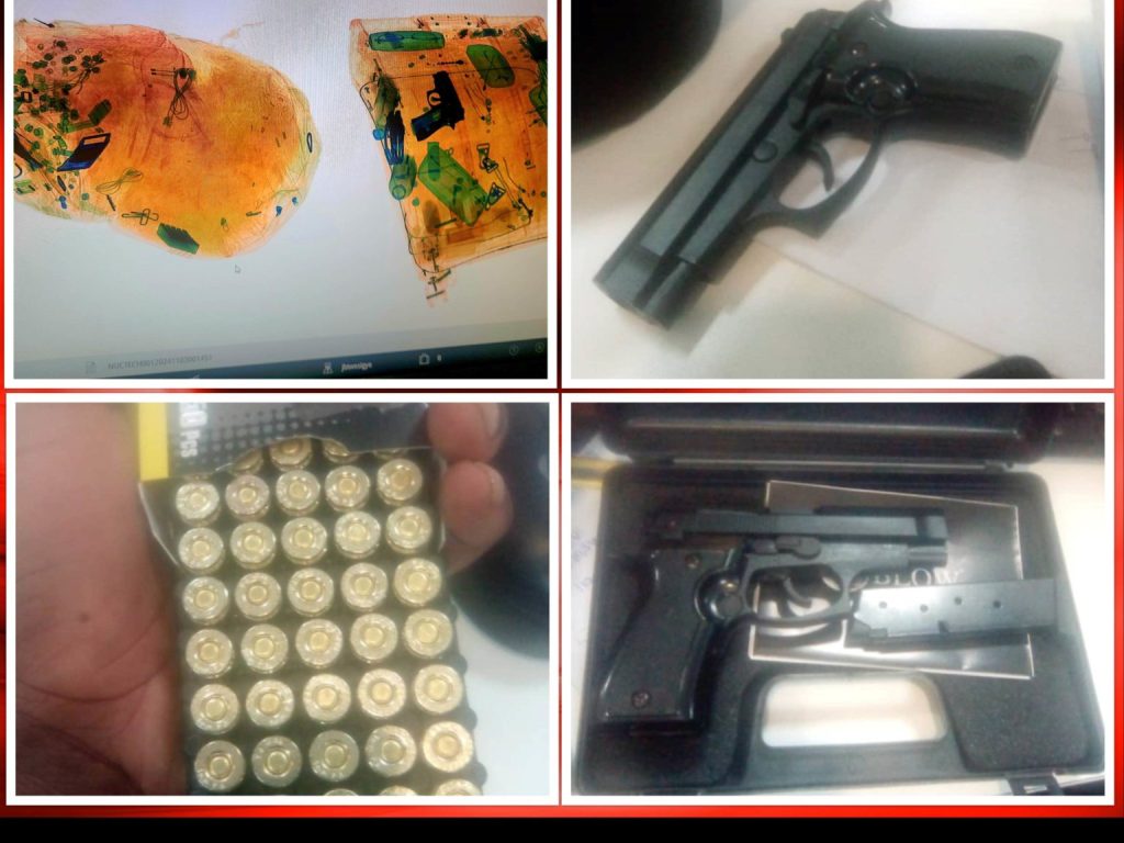 Concealed Pistol and Ammunition Seized from Passenger at Entebbe Airport